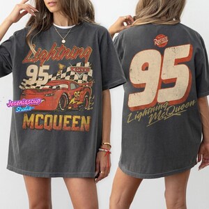 Vintage Lightning McQueen Comfort Colors Shirt, Pixar Cars Shirt, Retro McQueen Graphic Tee, Disneyland Family Vacation Trip Shirt 2026 image 1