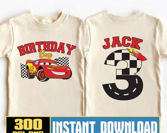 Disneyland Cars födelsedag PNG, McQueen födelsedagspojke-t-shirt, Pixar depåbesättning PNG, Lightning födelsedagsfamilj, racerbilsfödelsedagsresa