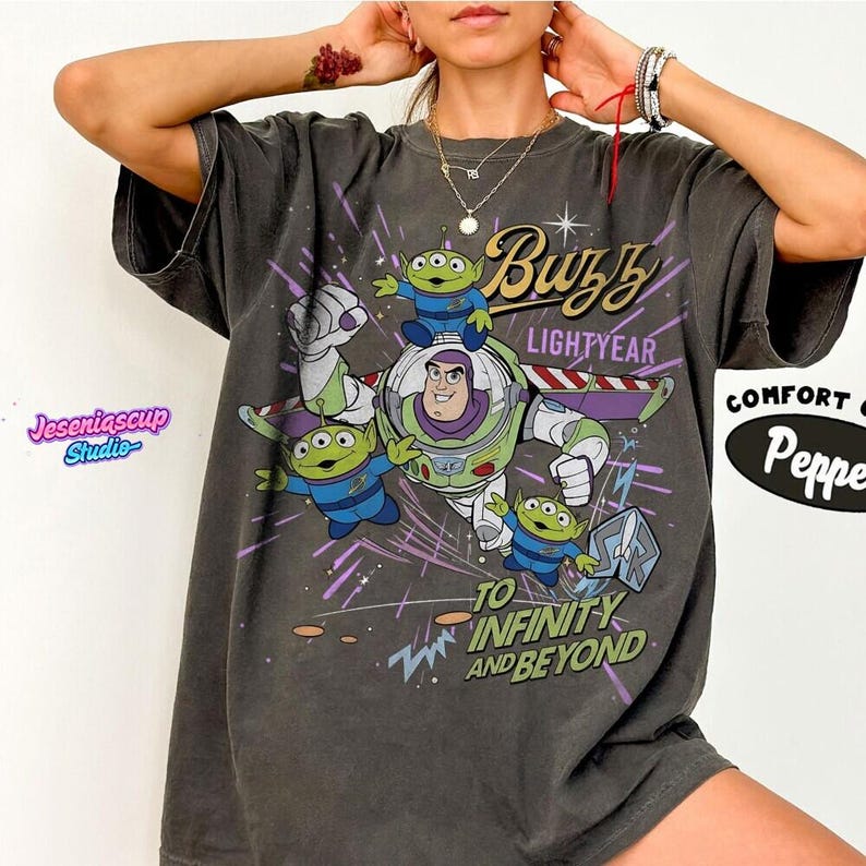 Vintage Buzz Lightyear To Infinity And Beyond Shirt, Retro Toy Story Alien Pixar Tee, Space Ranger, Disneyland Family Trip Matching image 2