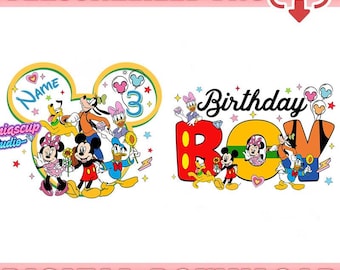 Gepersonaliseerde Mickey Mouse-verjaardagsjongen png, aangepast verjaardagscadeau jongen, Disneyland jongen verjaardag png, Disneyland familie bijpassende verjaardagsfeestje