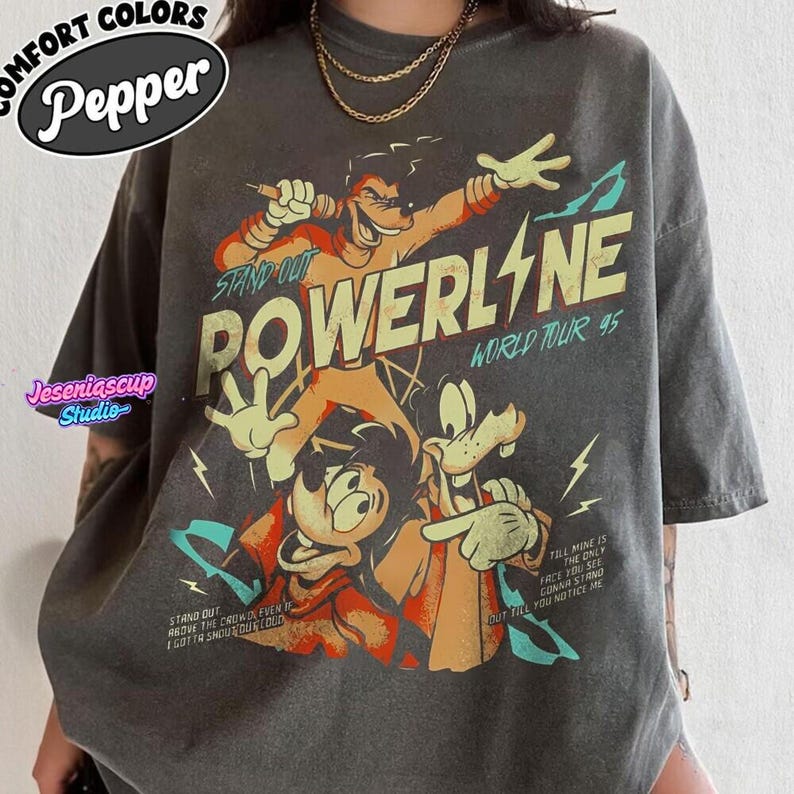 Camiseta vintage de Disneyland: Una película de Goofy, Powerline, gira mundial destacada, camiseta a juego para la familia Disneyland, regalo de cumpleaños de Magic Kingdom WDW 2026 imagen 1
