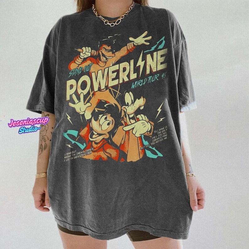Camiseta vintage de Disneyland: Una película de Goofy, Powerline, gira mundial destacada, camiseta a juego para la familia Disneyland, regalo de cumpleaños de Magic Kingdom WDW 2026 imagen 3