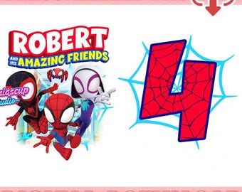Spiderman Birthday Boy Png, Spidey And His Friends Birthday, Spidey Birthday Family Png, Personalized Spidey Png, Gift Birthday Png