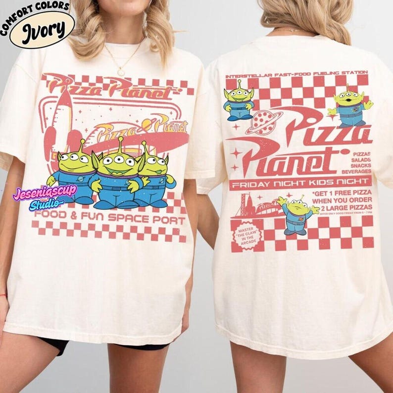 Comfort Colors Pizza Planet Toy Story Shirt, Funny Disneyland Pizza T-shirt, Pizza Planet Tee, Toy Story Family Shirts, Aliens T-Shirt image 2