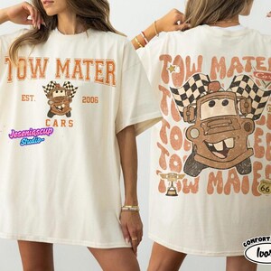 Comfort Colors Vintage Custom Name Pixar Cars Shirt, Lightning McQueen Mater Radiator Springs, Disneyland Family Trip 2026 Tees image 3