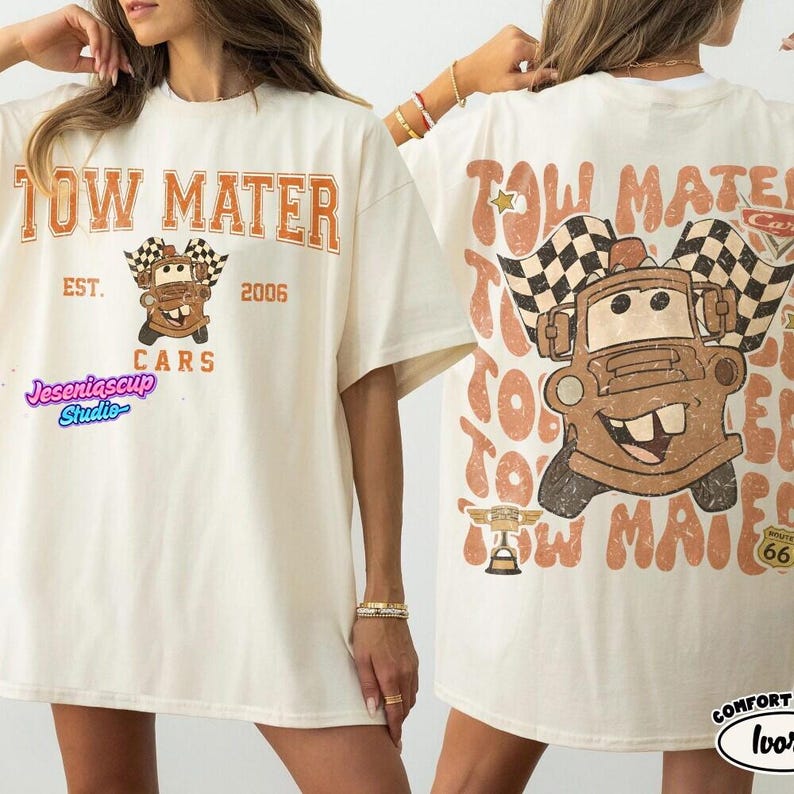 Comfort Colors Vintage Custom Name Pixar Cars Shirt, Lightning McQueen Mater Radiator Springs, Disneyland Family Trip 2026 Tees image 3