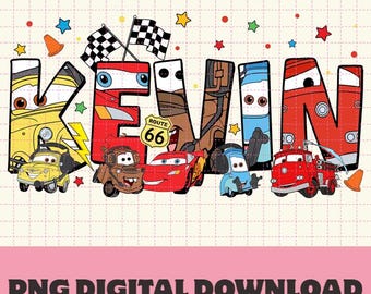 Nombre personalizado de Cars de Disneyland (PNG), grupo de Cars (PNG), camiseta de cumpleaños de Cars, camiseta personalizada de McQueen, camiseta de DisneyCars