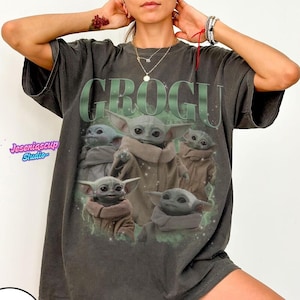 Disneyland StarWars Grogu Comfort Colors Shirt, Disneyland Baby Yoda Tee, Retro Sci-Fi Graphic Tee, Mandalorian Gift Shirt, Cute Fan Tee image 1