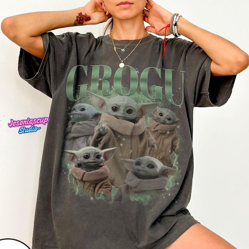 Disneyland StarWars Grogu Comfort Colors Shirt, Disneyland Baby Yoda Tee, Retro Sci-Fi Graphic Tee, Mandalorian Gift Shirt, Cute Fan Tee image 1
