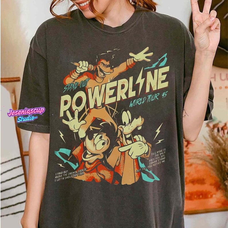 Camiseta vintage de Disneyland: Una película de Goofy, Powerline, gira mundial destacada, camiseta a juego para la familia Disneyland, regalo de cumpleaños de Magic Kingdom WDW 2026 imagen 5