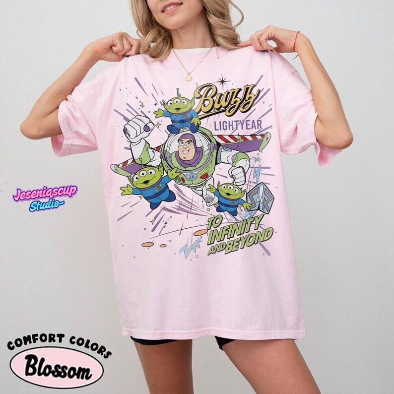 Vintage Buzz Lightyear To Infinity And Beyond Shirt, Retro Toy Story Alien Pixar Tee, Space Ranger, Disneyland Family Trip Matching image 3