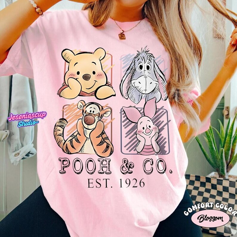 Retro Winnie the Pooh and Friends Shirt, Pooh Co 1926 Vintage Disneyland Tee, Tigger Piglet Eeyore, Family Trip Disneyland Gift image 3