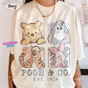 Retro Winnie the Pooh and Friends Shirt, Pooh Co 1926 Vintage Disneyland Tee, Tigger Piglet Eeyore, Family Trip Disneyland Gift image 1