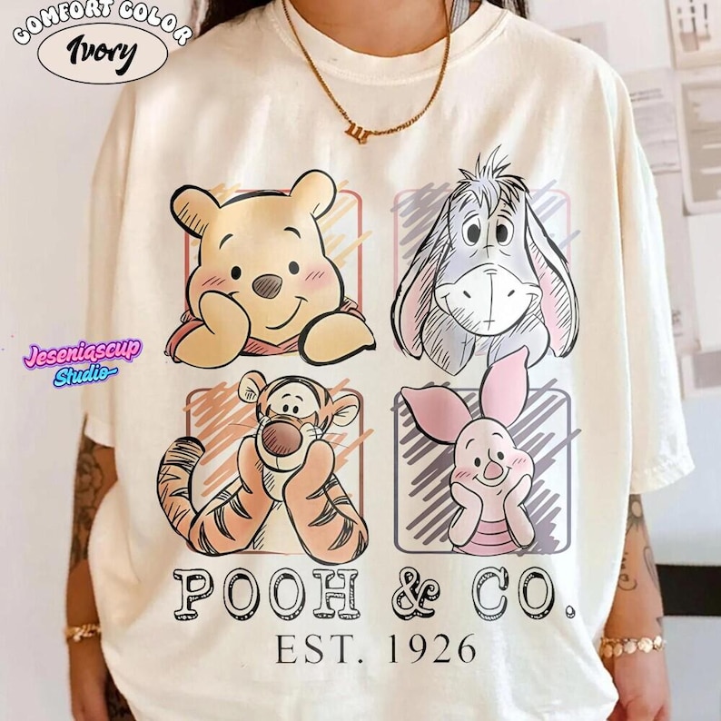Retro Winnie the Pooh and Friends Shirt, Pooh Co 1926 Vintage Disneyland Tee, Tigger Piglet Eeyore, Family Trip Disneyland Gift image 1