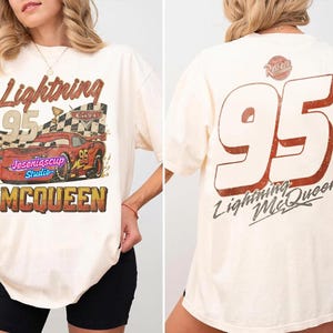 Vintage Lightning McQueen Comfort Colors Shirt, Pixar Cars Shirt, Retro McQueen Graphic Tee, Disneyland Family Vacation Trip Shirt 2026 image 3