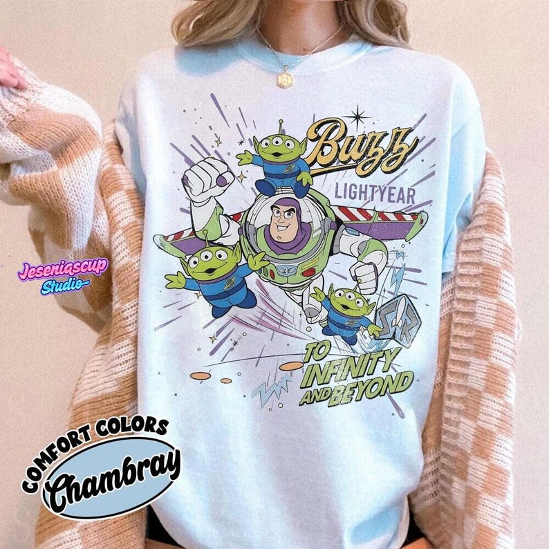 Vintage Buzz Lightyear To Infinity And Beyond Shirt, Retro Toy Story Alien Pixar Tee, Space Ranger, Disneyland Family Trip Matching image 4