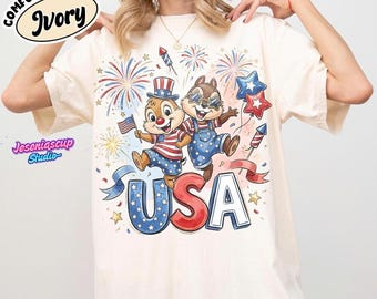 Chip N Dale USA Patriotic Shirt, Disneyland 4th Of July Fireworks Tee, Independence Day Family Trip 2026, 250th America Anniversary Shirts