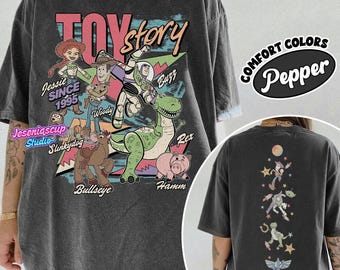 2 Side Disneyland Toy Story 1995 Comfort Colors Shirt, Woody Buzz Lightyear Rex Tee, WDW Family Vacation 2026 Trip, Disneyland Pixar Fest
