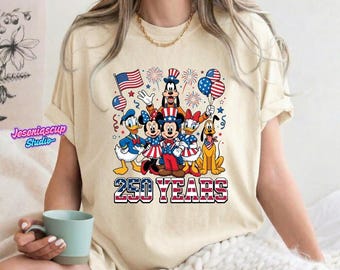 Comfort Colors Disneyland 250 Years Shirt, Mickey And Friends 250th Anniversary Shirt, Disneyland 4th of July Shirt, Patriotic 1776-2026 Tee