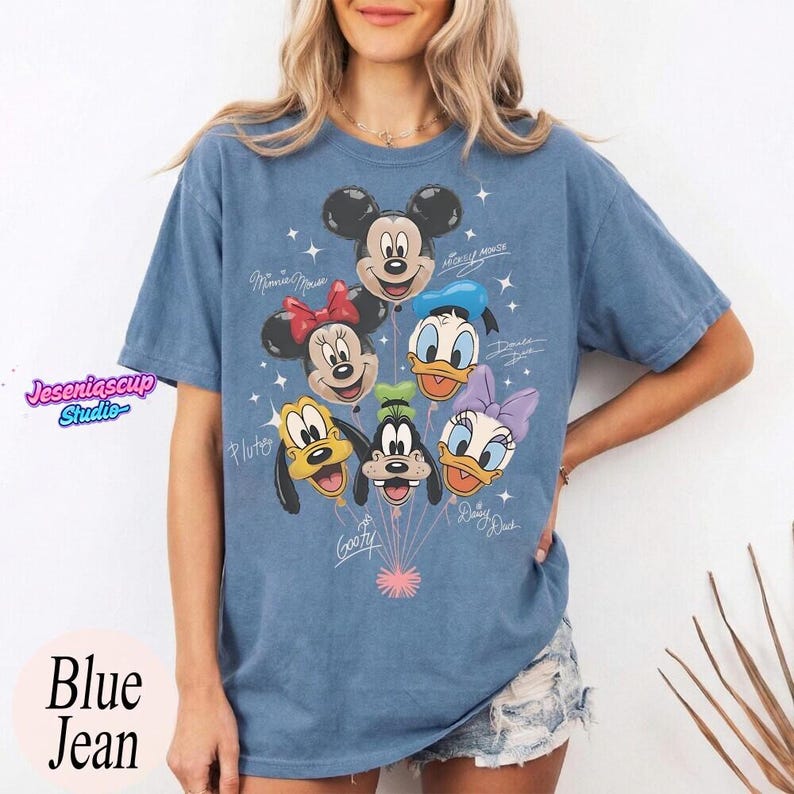 Retro Mickey and Friends Balloon Shirt, Mickey Minnie Donald Daisy Goofy Pluto, Disneyland Trip Family Outfit, Cute Disneyland Friends Tee image 5