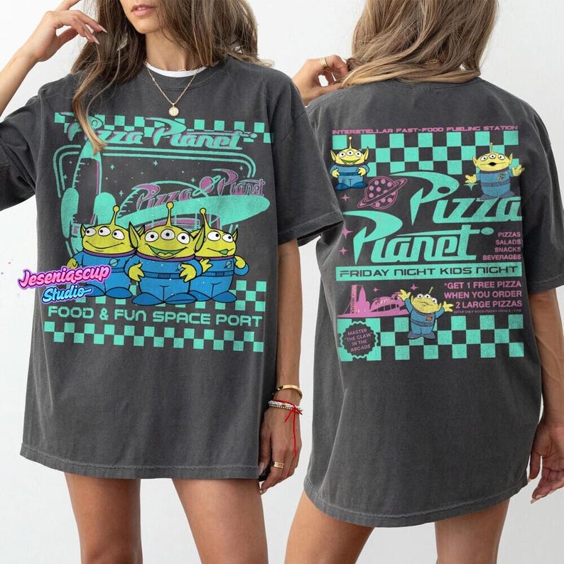 Comfort Colors Pizza Planet Toy Story Shirt, Funny Disneyland Pizza T-shirt, Pizza Planet Tee, Toy Story Family Shirts, Aliens T-Shirt image 1
