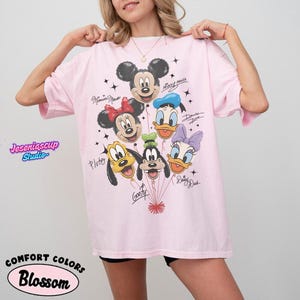 Retro Mickey and Friends Balloon Shirt, Mickey Minnie Donald Daisy Goofy Pluto, Disneyland Trip Family Outfit, Cute Disneyland Friends Tee image 3