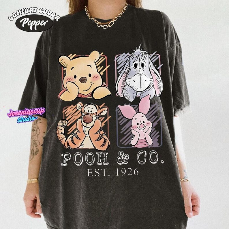 Retro Winnie the Pooh and Friends Shirt, Pooh Co 1926 Vintage Disneyland Tee, Tigger Piglet Eeyore, Family Trip Disneyland Gift image 2