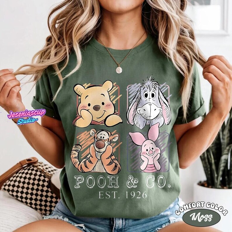 Retro Winnie the Pooh and Friends Shirt, Pooh Co 1926 Vintage Disneyland Tee, Tigger Piglet Eeyore, Family Trip Disneyland Gift image 5