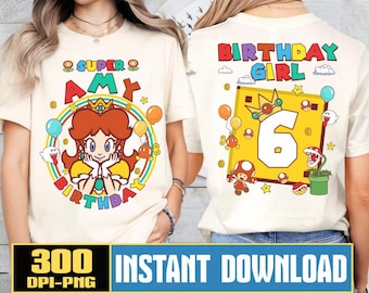 PNG de cumpleaños de Super Mario Epic Universe, PNG personalizado de la Princesa Daisy de Epic Universe, viaje familiar a Epic Universe, descarga digital de Magic Kingdom