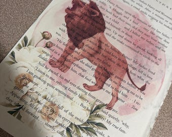 Libro impreso de la Casa Res de la Escuela de Magia con el León