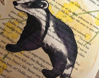 Libro de láminas con el emblema de la Casa Amarilla de la Escuela de Magia