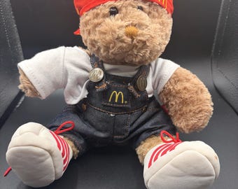 McDonald’s I’m Lovin It Denim Overalls Plush Bear Stuffed Animal Toy