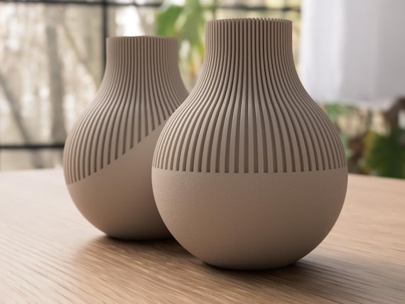 Ribbed Tapered Vase 17cm | Modern Scandi Japandi Home Decor Shelf Styling