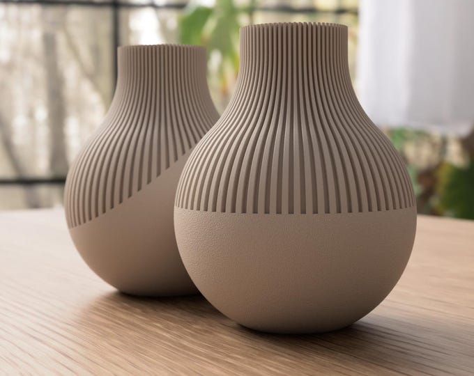 Ribbed Tapered Vase 17cm | Modern Scandi Japandi Home Decor Shelf Styling
