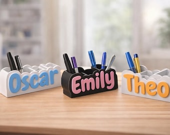 Personalised Name Desk Organiser | Custom Pen Holder | 3D Printed Name Sign