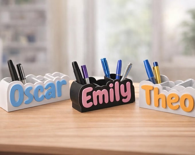 Personalised Name Desk Organiser | Custom Pen Holder | 3D Printed Name Sign