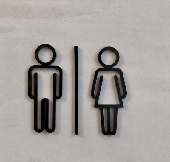 Modern Male Female Bathroom Signs | Minimalist PLA Restroom Door Plaque