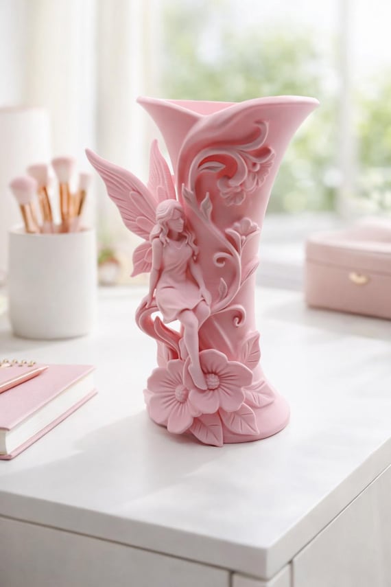 Fairy Floral Vase | Whimsical Desk Decor, Girly Bedroom Ornament, Fairy Core Home