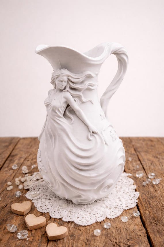 Sculptural Goddess Vase | Female Figure Jug, White Home Decor