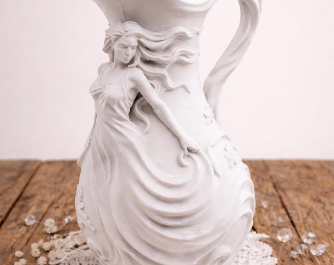 Sculptural Goddess Vase | Female Figure Jug, White Home Decor