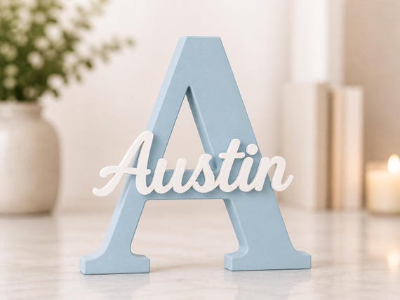 Personalised Freestanding Initial Sign, Custom Nursery Decor, Baby Name Shelf Sign