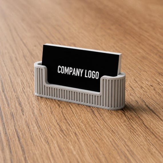 Modern Business Card Holder | Minimalist Desk Organizer, 3D Printed Stand