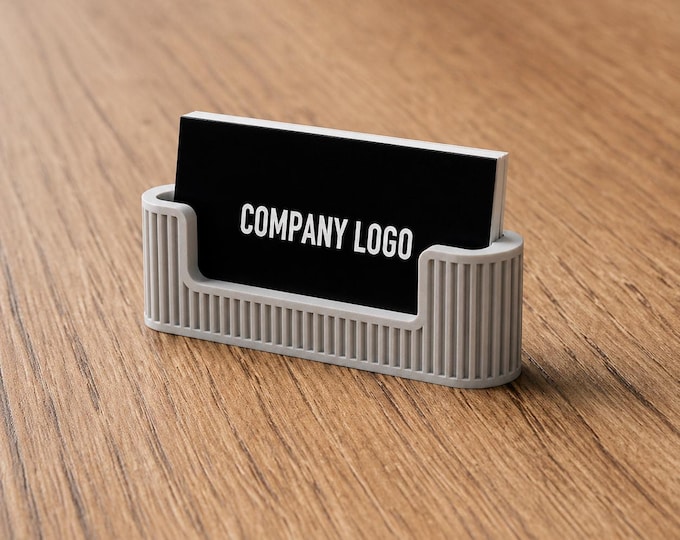Modern Business Card Holder | Minimalist Desk Organizer, 3D Printed Stand