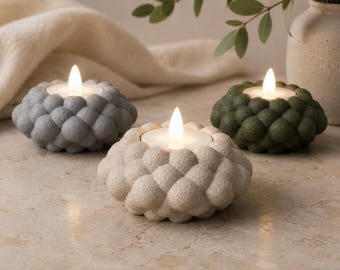 Textured Bubble Tealight Holder, 3D Printed Cosy Shelf Decor