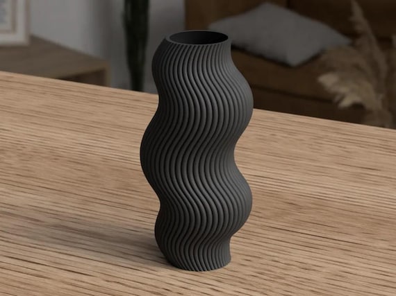 Modern Wavy Ribbed Vase | Japandi Minimalist Sculptural Decor