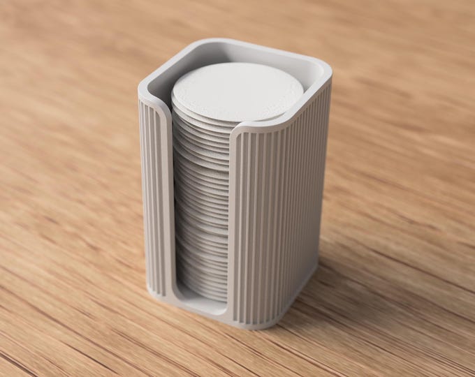 Ribbed Cotton Pad Holder, Minimalist Vanity Storage, Skincare Counter Decor
