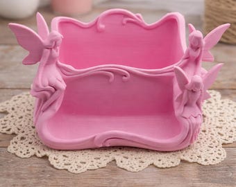 Pink Fairy Desk Organiser – Vanity Storage Tray – Girls Bedroom Decor