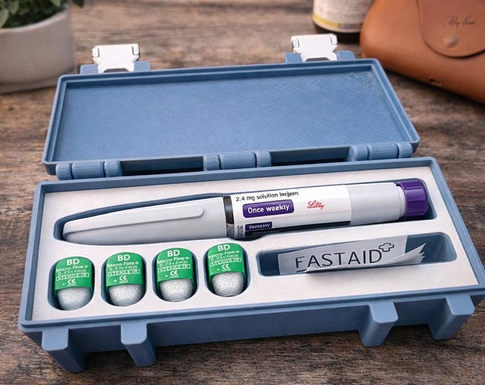 Mounjaro Pen Travel Case |  Injection Pen Holder | Discreet Storage Box with Needle & Wipe Slots | Diabetes Medication Organiser