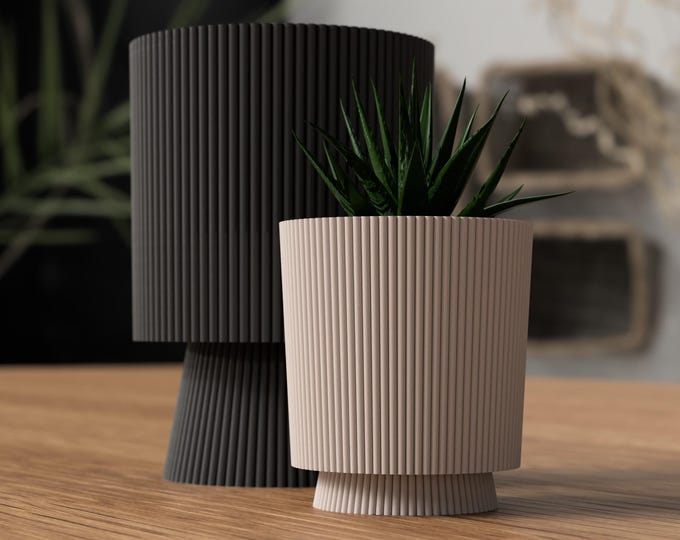 Juno Ribbed Planter Pot | Modern Japandi Matte Finish Indoor Plant Holder