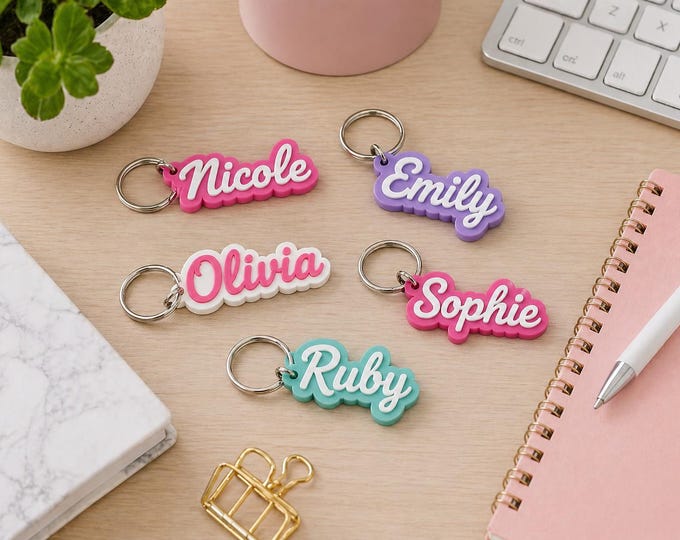 Custom Name Keyring | 3D Raised PLA Keychain, Bag Tag